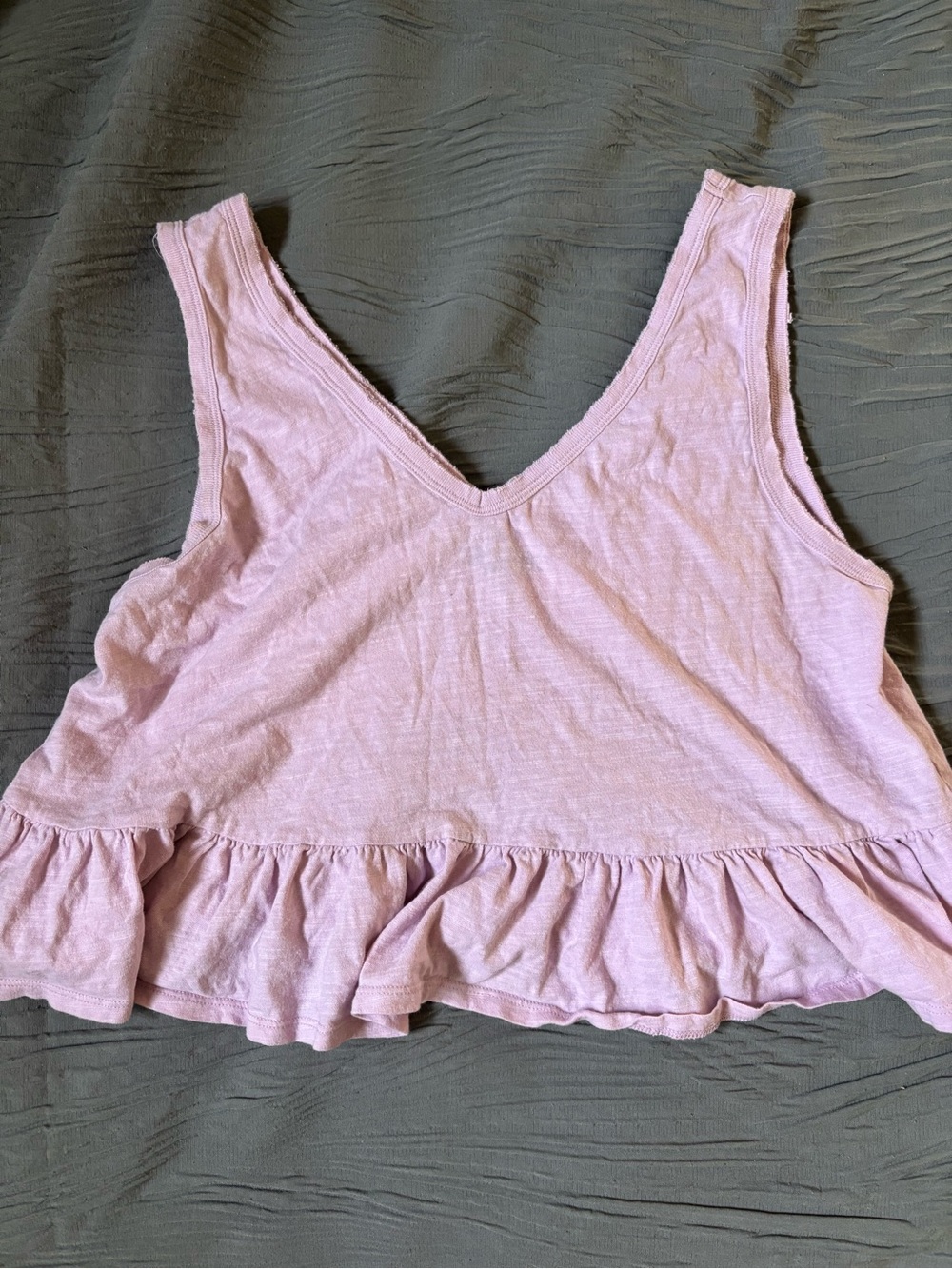 wild fable Light Pink V-Neck Ruffle Hem Tank